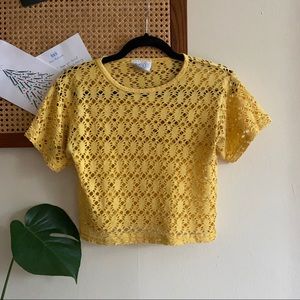 Yellow Eyelet Crop Top